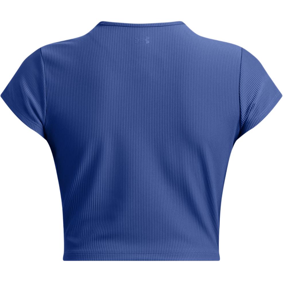 Under Armour Meridian Rib Round Neck Casual Solid Color Breathable Short Sleeve T-Shirt Women Tops Tech-Blue 1386615-432