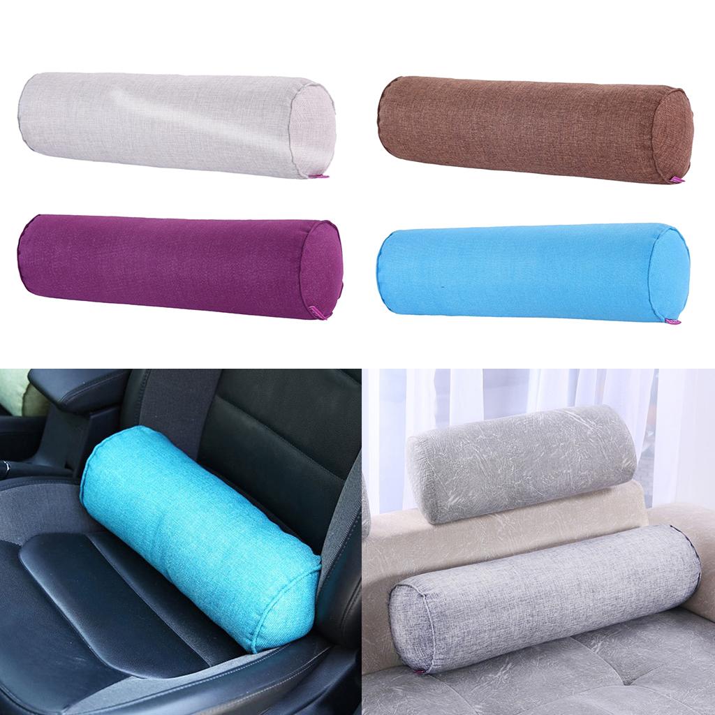 Neck Roll Pillow Soft Linen Orthopedic Sleeping Bolster Neck Back Support Cushion for Home Office Travel