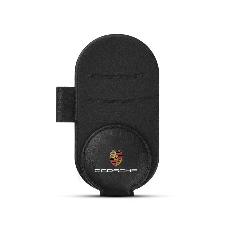 Leder Auto Brillenhalter Sonnenblende Multifunktions Sonnenbrillenhalter Für Porsche Boxster Cayenne Panamera Macan Cayman 911 918 996 917 991