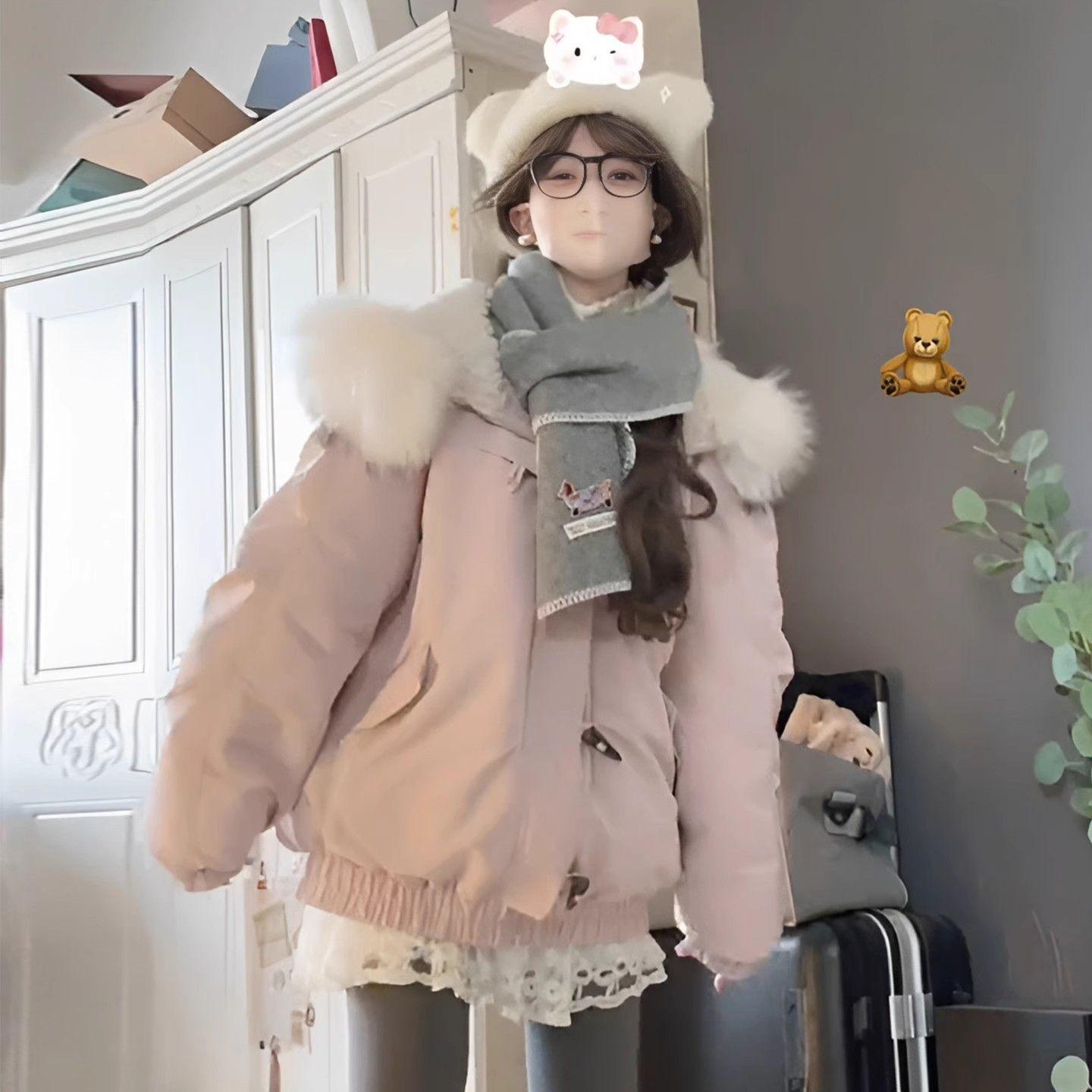 

Женский рабочий пуховик, новая куртка свободного кроя в корейском стиле, суперкрасивое хлопковое пальто, зимняя утолщенная хлопковая куртка XL