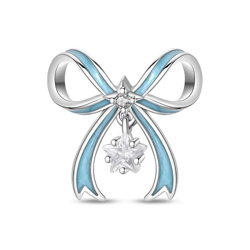 Oryginalne Miedziane Charmsy Niebieska Gwiazda Kwiat Motyl Serce Meduza Koraliki Do Naszyjnika Bransoletki DIY Prezent Biżuteria