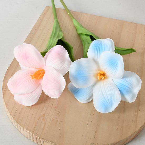 17.3" Artificial Blooming Tulip Flower Real Touch PU Fake Tulip Bouquet with Long Stem for DIY Indoor Home Wedding Office