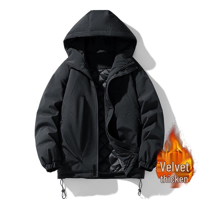 Men's Windproof Outdoor Shell Jacket - 2025 Autumn/Winter Thickened Cotton Casual Workwear Outerwear