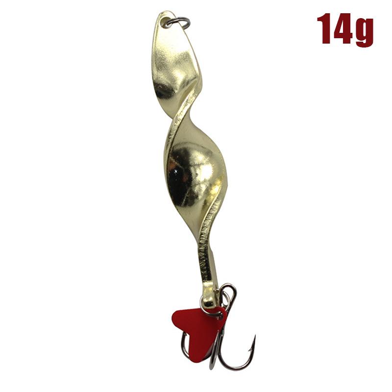1Pcs Gold Silver 10G 14G 21G 28G Rotating Metal Spinner Spoon Fishing Lure Baits For Trout Pike Pesca Fish Treble Hook Tackle