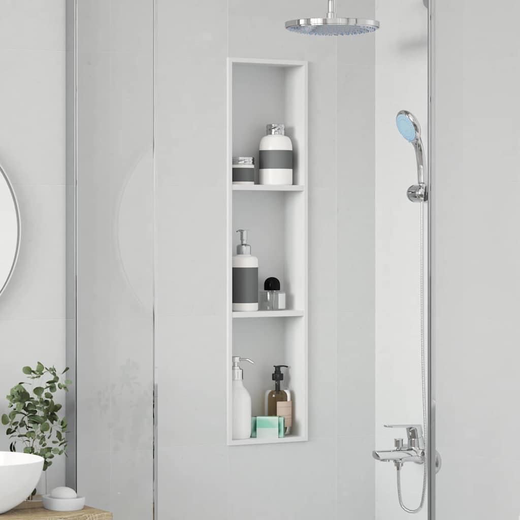 Shower Niche Shelf White 90 x 20 x 9.5 cm Stainless Steel