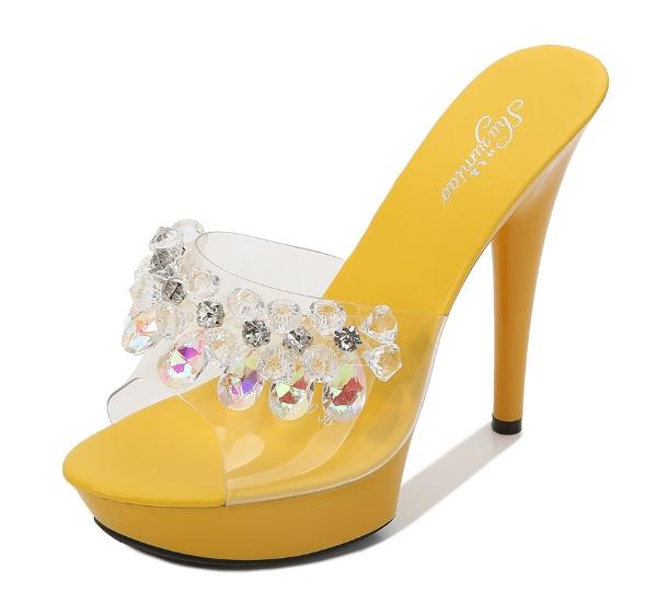 Fashion Patent Leather Mules Women Slippers Sandals Sexy Party Shoes Luxury Comfortable Summer Fashion 13cm