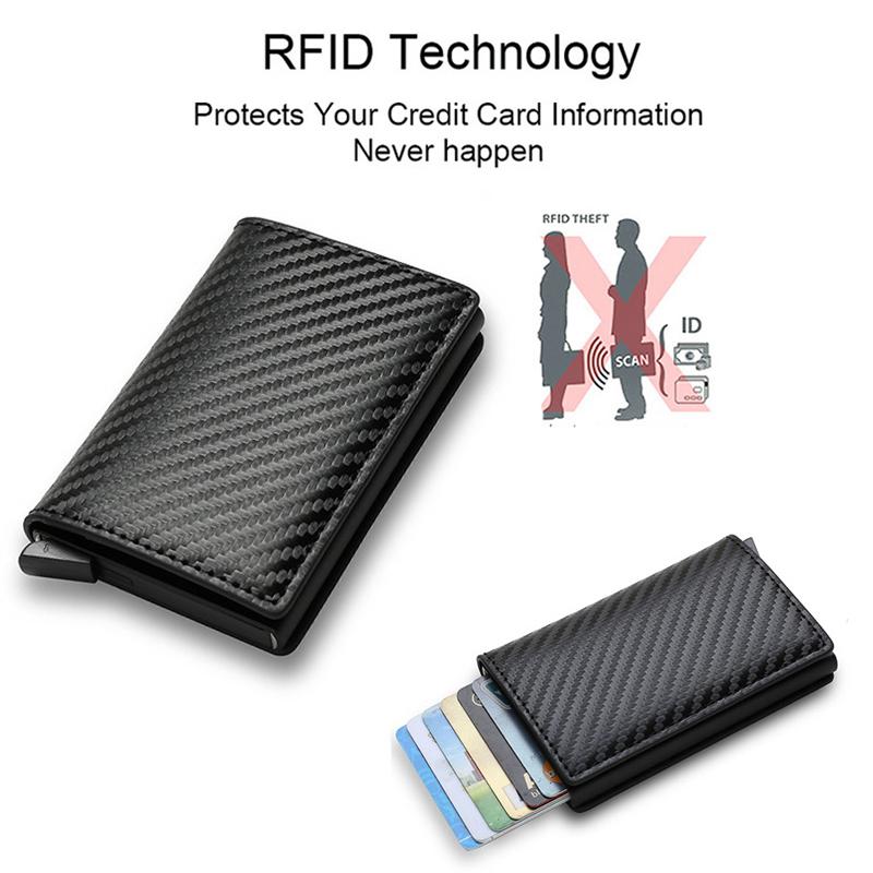 Rfid Aluminium Herren Geldbörse Kartenhalter Portemonnaie Karbonfaser Muster Herren Business Schlank Dünn Smart Wallet Kreditkartenhalter Hülle Halter