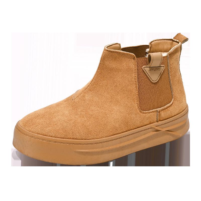 Winter New Snow Boots Men Go Out Versatile High-top Cotton Shoes Velvet Warm Non-slip Lazy Cotton Boots Men