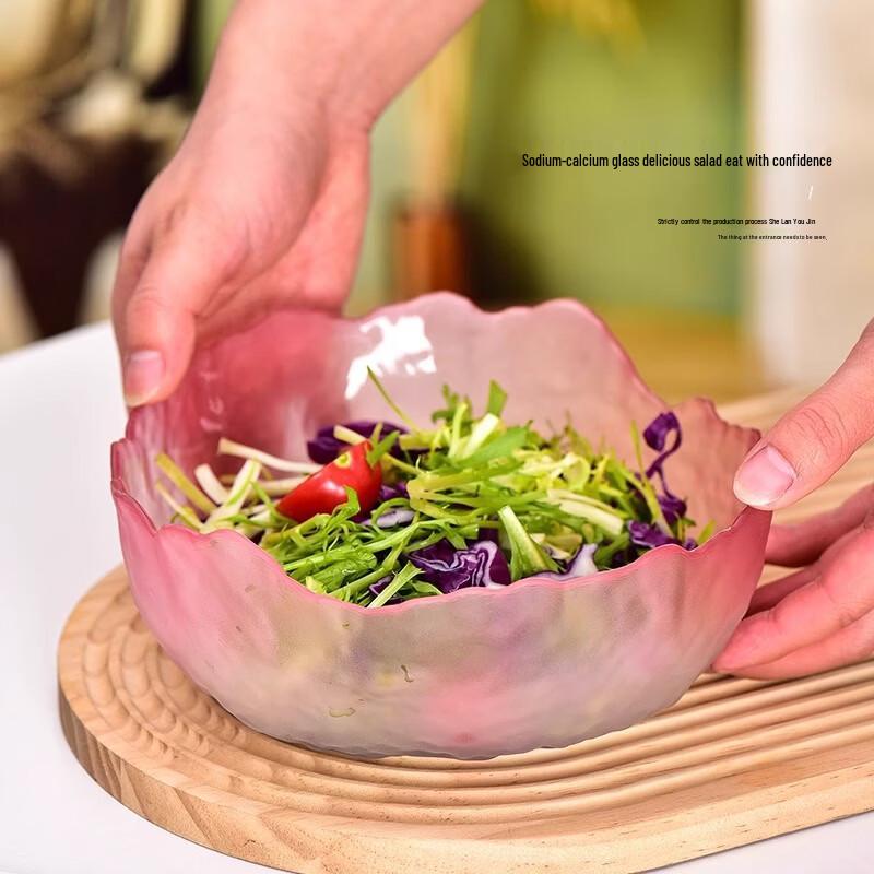 ZISIZ Lotus Mist Glass Salad & Noodle Bowl Set