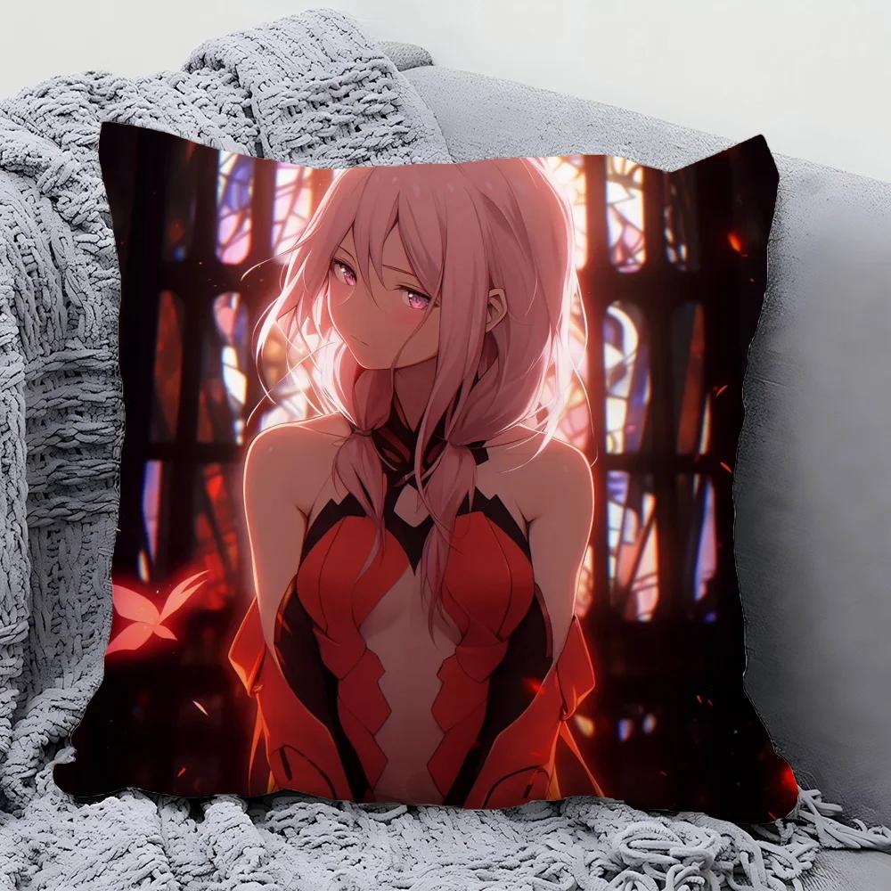 Yuzuriha Inori Animation G-Guilty C-Crown Pillow Case Square Pillow Bedroom SofaLeisure ComfortLiving Room Home Decoration 40X40