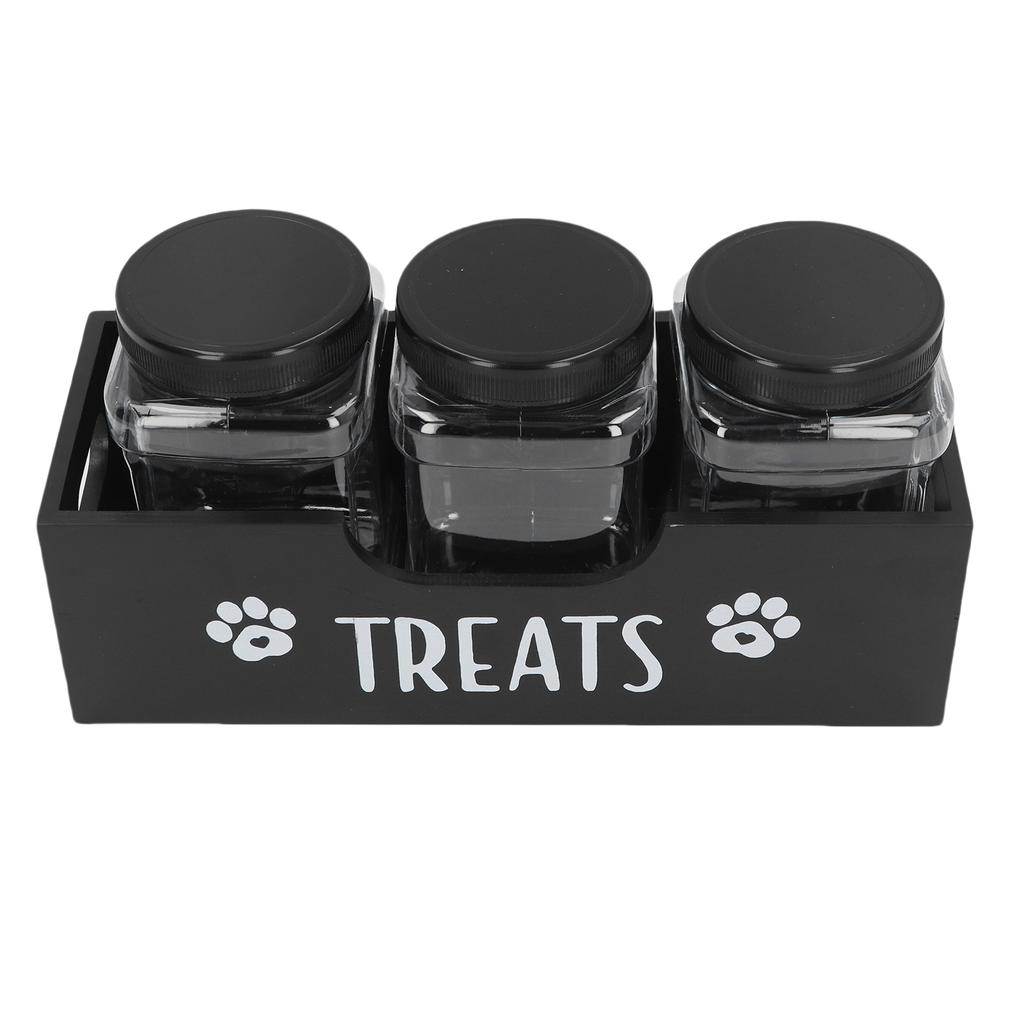 Dog Treat Container Solid Wood and Plastic Multifunctional Pet Food Storage Container for Home