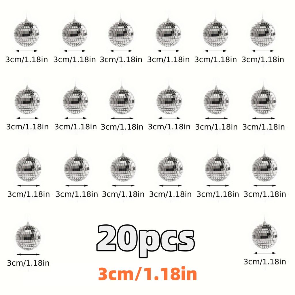 30pcs Mini Disco Ball Ornaments Reflective Glass Silver Baubles for Mardi Gras Disco Party Decor Sparkling Christmas Tree Gift