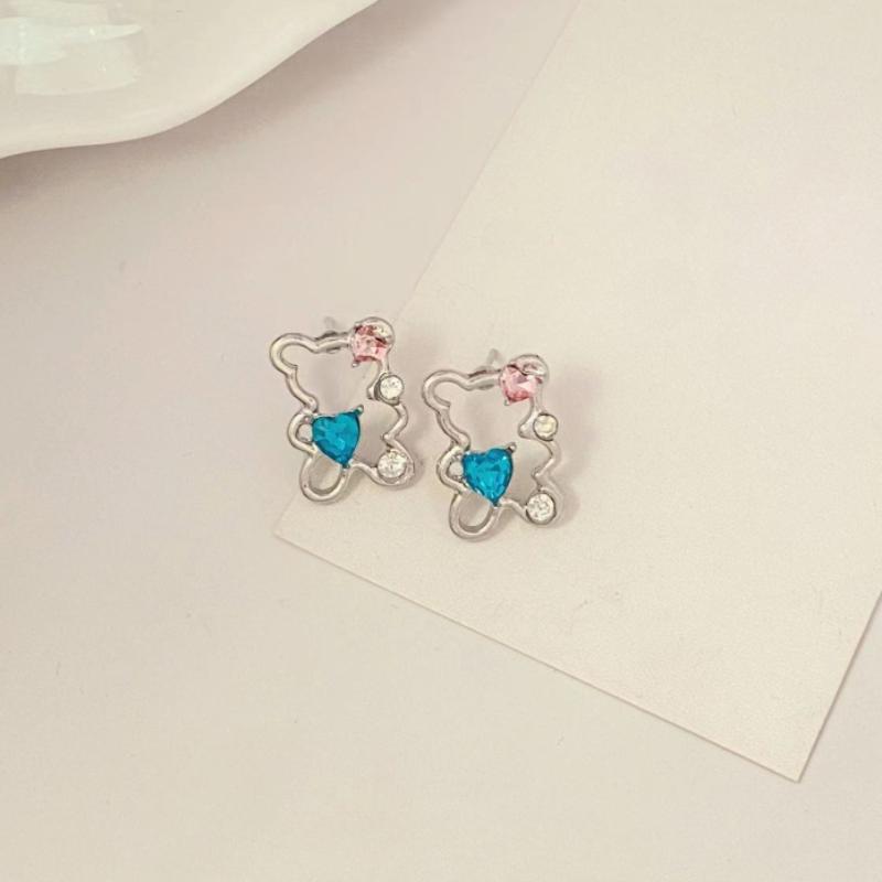 

Новые индивидуальные серьги с голубым цирконом и полым медведем, женские украшения