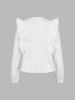 2026 Autumn Women's Casual Lace Patchwork Ruffle Long Sleeve Top