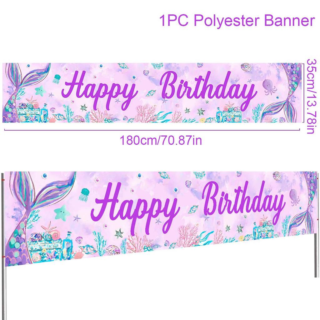 Zestaw naczyń jednorazowych Syrenka Talerze papierowe Kubki Mała Syrenka Dekoracje na przyjęcie urodzinowe Dziewczęce Baby Shower Artykuły imprezowe