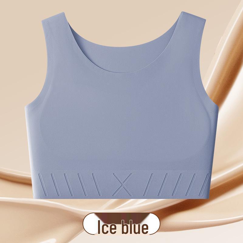 

Женский бесшовный спортивный бюстгальтер-бандаж, охлаждающий, молочная кожа, минимизирует большую грудь, плоское формирование, идеально подходит для студенток XXL синий