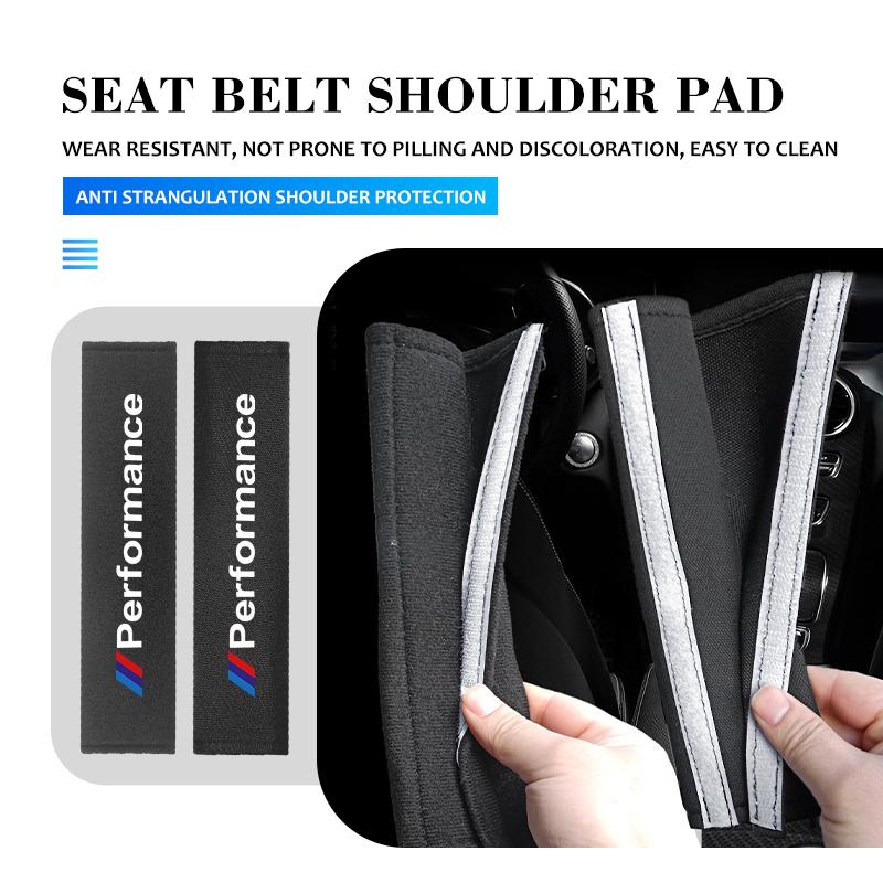 BBKL3 Car Seat Belt Plush Shoulder Strap Cover Safety Belt Pad Protector For BMW Performance M M3 M5 iX5 iX6 E60 E61 E62 E70 E71