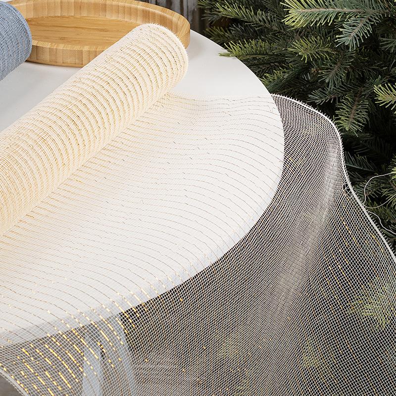 1 Roll 10 Yards Christmas Tulle Champagne Golden Christmas Tree Decorative Mesh for DIY Christmas Wreaths Holiday Decoration