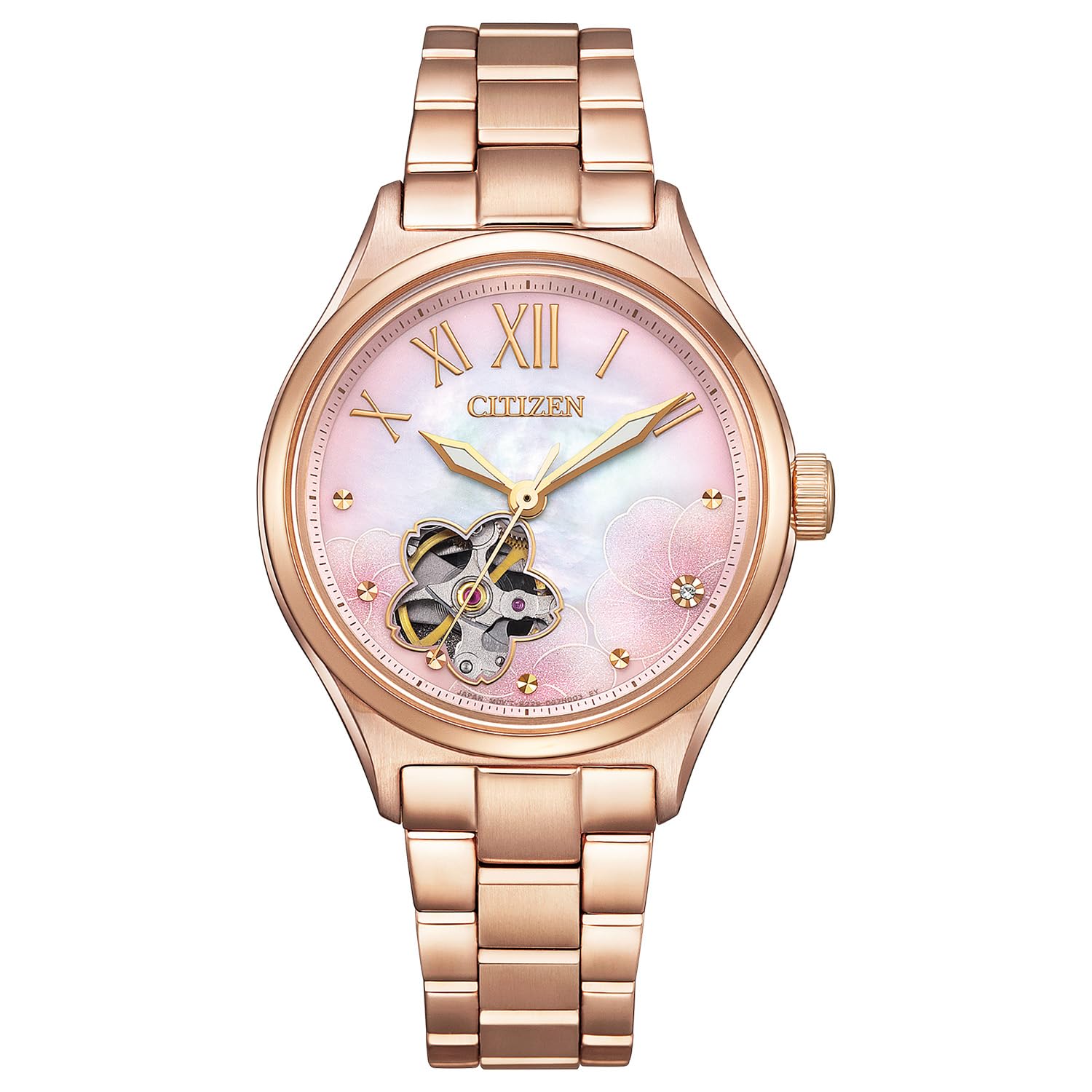 

Citizen Механічний автоматичний водонепроникний годинник Cherry Blossom Limited зі змінним ремінцем PC1017-70Y жіночий рожевий рожевий