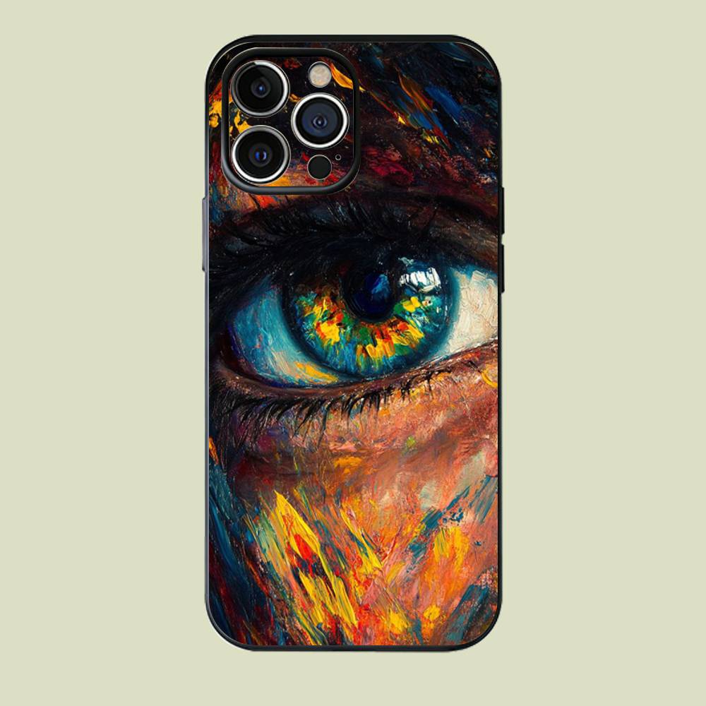 Colorful eyes Silicone Soft Phone Case For iPhone17,16,15,14,13,12,11 Pro Max Plus mini XS XR SE Cover