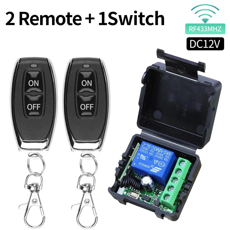 RF433Mhz Remote Control DC 12V 1CH 10A Relay Receiver DIY Module Wireless Light Switch Transmitter for Car Gate Garage Door Lock