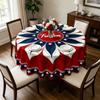 Round Tablecloth Polyester Material Star Pattern Freedom Letter Print Suitable for Dining and Party Use Decoration