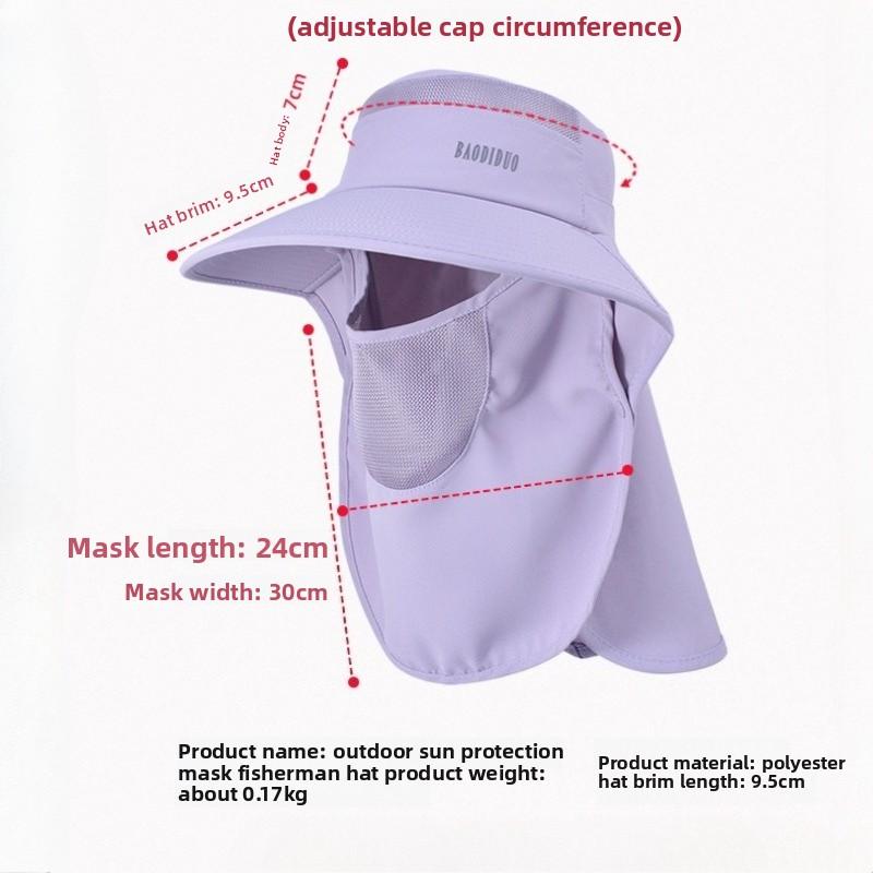 Spring/Summer Fashionable Korean Style Sun Protection Hat, Wide-brimmed Shawl, Face-covering Fisherman Hat with Ponytail Hole for Sun Protection