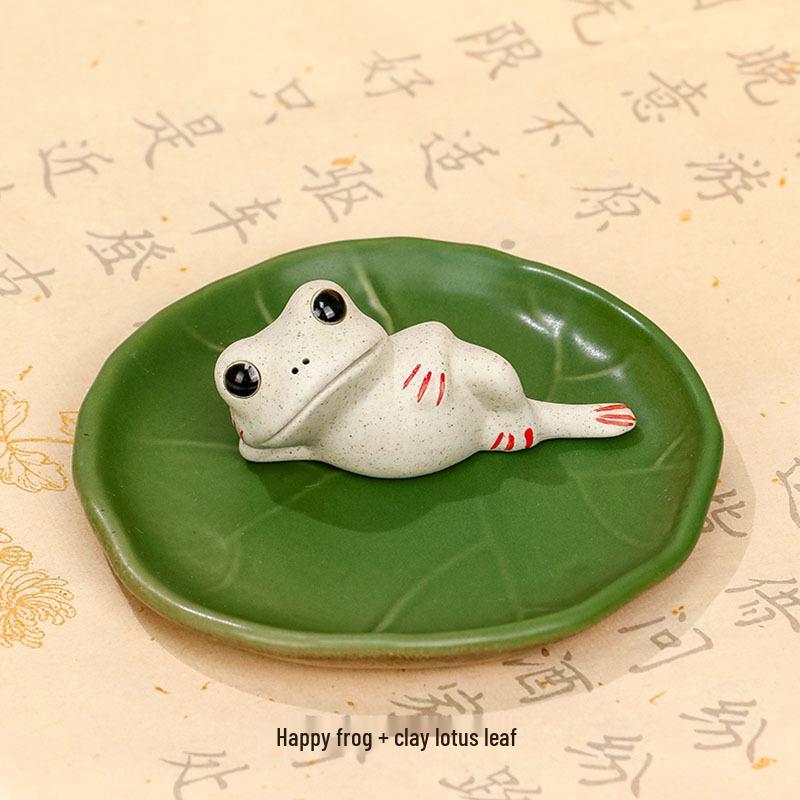 Ceramic Frog Calligraphy Pen Holder and Paperweight Set