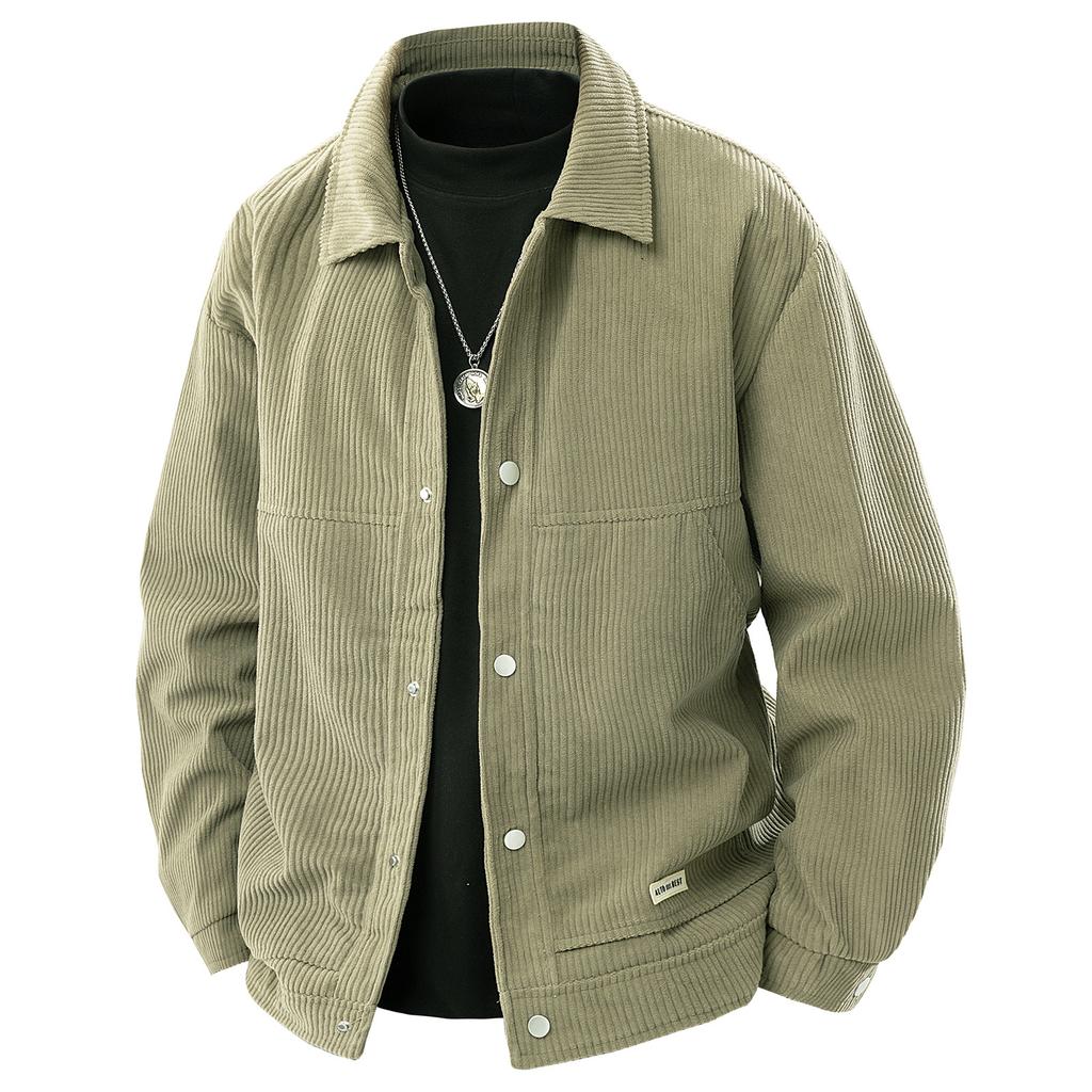 Men's Casual Multi-pocket Corduroy Jacket With Zipper And Lapel Top