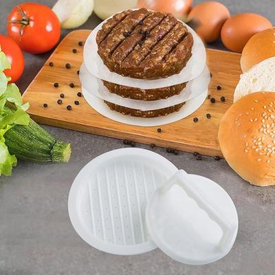 Okrúhly lis na hamburgery, Tvorítka na placky, Príslušenstvo k lisu na plnené hamburgery, Lis na rozpučené hamburgery, Tvarovacie formy na mäsové placky, hamburgery, klobásy, hovädzie, Kuchynská pomôcka