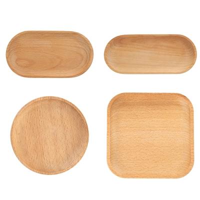 Japanese Tableware Wooden Plate Beech Oval Tray Mini Solid Wood Small Dinner Plate Children's Dinner Plate Wooden Plate