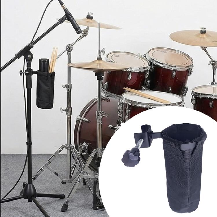 Compact Drum Microphone Stand with Reinforced Fabric Structure and Practical Stick Storage Compartment Stick Holder