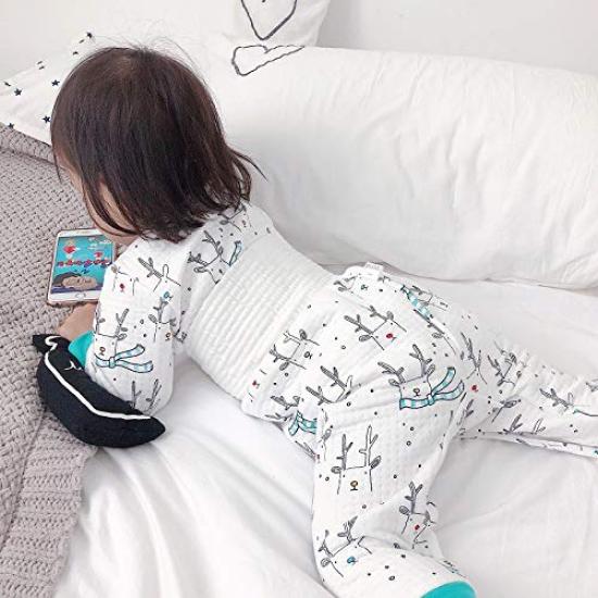 Baby Thick Belly Warmer Top and Bottoms Open Long 100cm Pajamas, Set, Shoulders, Spring/Autumn/Winter, Sleeves, Girls/Boys, All-Over Print, Gift,
