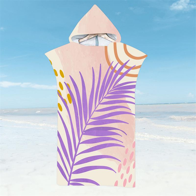 Microfiber Quick-Dry Hooded Beach Poncho Bathrobe for Adults