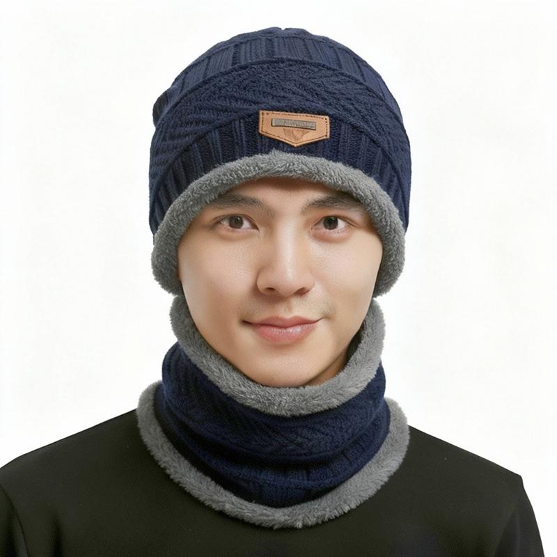 Winter Warm Knitted Hats Scarf Set Warm Beanies Wool Knit Caps Men Women Outdoor Cycling Ski Cold Protection Neck Mask Hat
