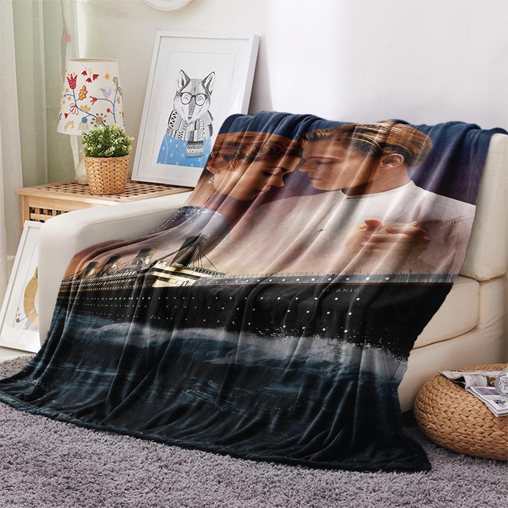 1PC Titanic Print Flannel Blanket, High quality All Seasons, Home Decor, Warmth and Comfort, Perfect for Christmas Gifts