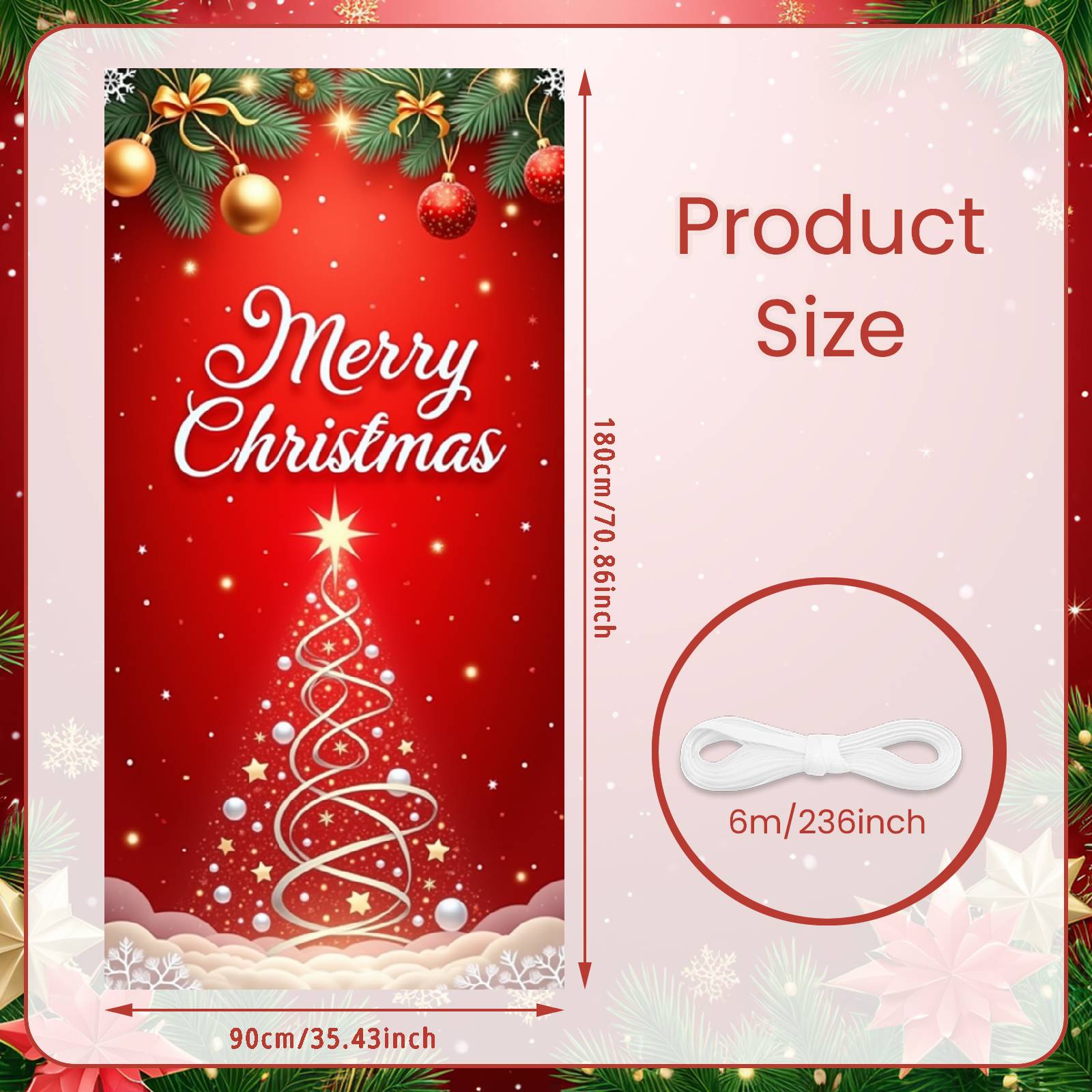 Xmas Backdrop Festive Pattern Holiday Background Christmas Decor Banner Gold Ornaments Festive Display For Christmas Eve Holiday