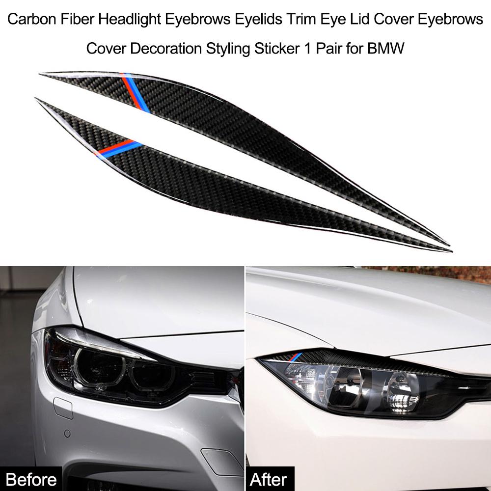 1Pair Carbon Fiber Headlight Headlamp Eyebrow Eyelids Cover Front Trim Decoration Styling Lid for X5 F15 2014 2015 2016 2017 2018