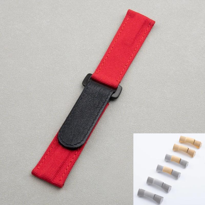 

Nylon Watch Band Rolex Strap Deepsea Sea-Dweller Sky With Seamless Curved End Link Canvas Wristband 22mm 21mm 22mm&Rose Link червоний