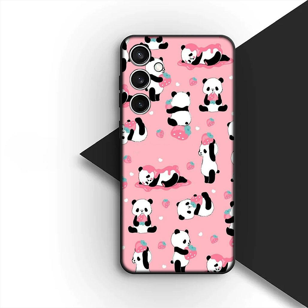 

Lovely Panda Cute Silicone Cover for Samsung Galaxy S25 S24 S23 FE Ultra Plus S7 Edge S25+ S24+ A56 5G + Coque Phone Case Galaxy S25 Edge