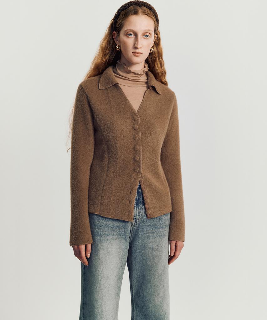 Meibeoyu Prim Wool Cardigan Knitwear _ Beige