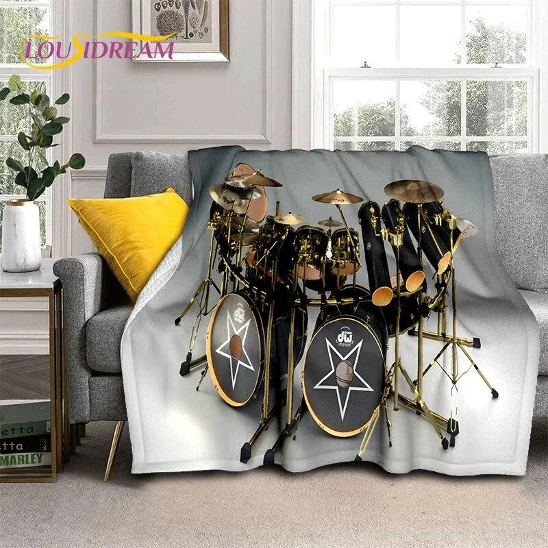 Drum Kit Music Instruments Drum Set Blanket,Soft Throw Blanket for Home Bedroom Bed Sofa Picnic Travel Office Cover Blanket Kid