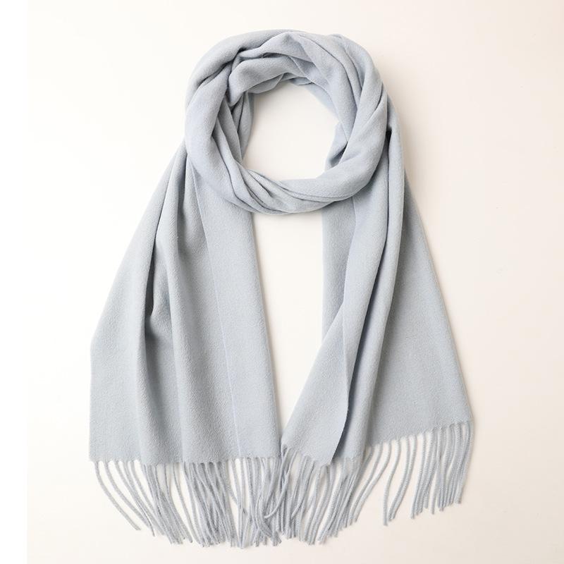 

40 wide wool plain long scarf autumn and winter long beard warm plain shawl men s and women s scarf batch 200*40 светло-синий