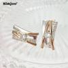 SIMJOO Zircon Earrings Rose Gold Color Hollow Earrings for Women
