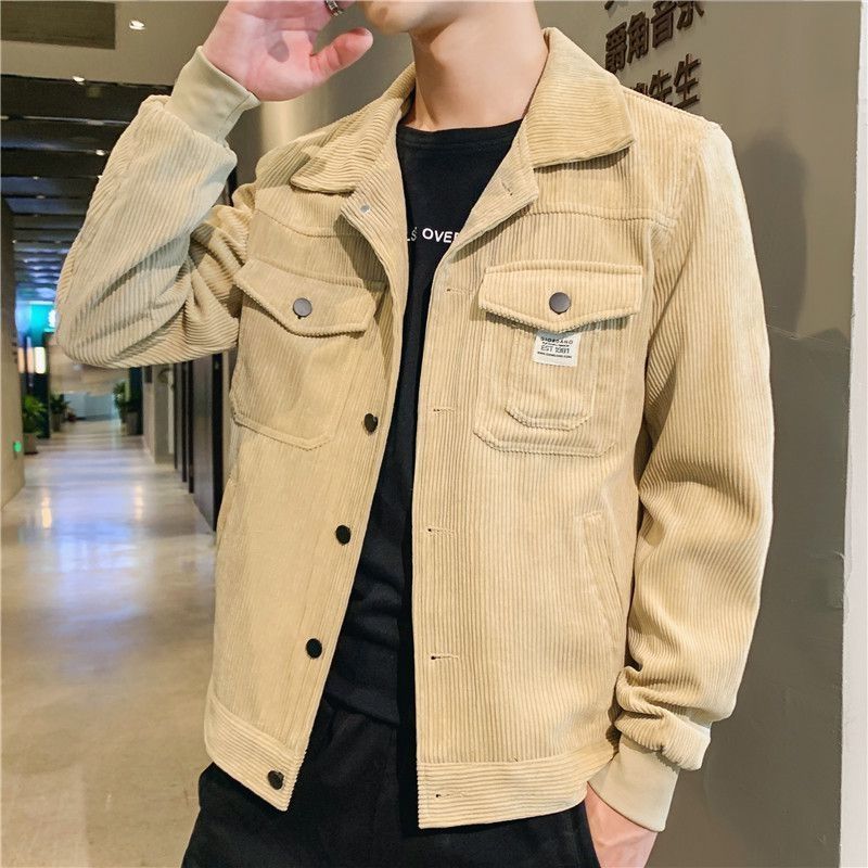 2025 Corduroy Jacket Men's Autumn and Winter Trend Handsome Versatile Lapel Spring Outer Casual Tooling Jacket Men