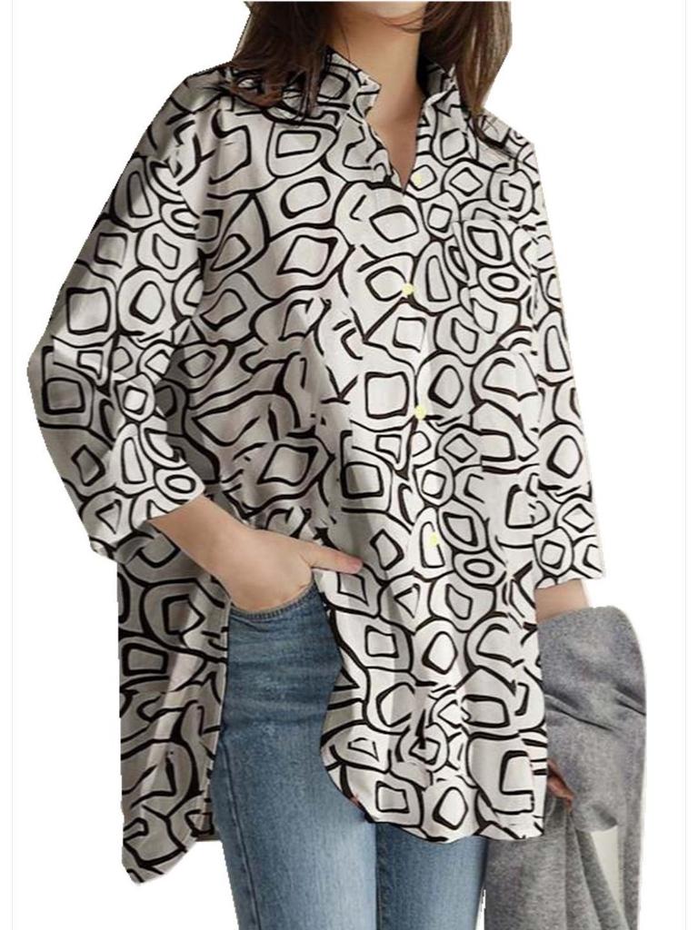 2026 Spring European & American Fashion: Women's Printed Long-Sleeve Casual Tops