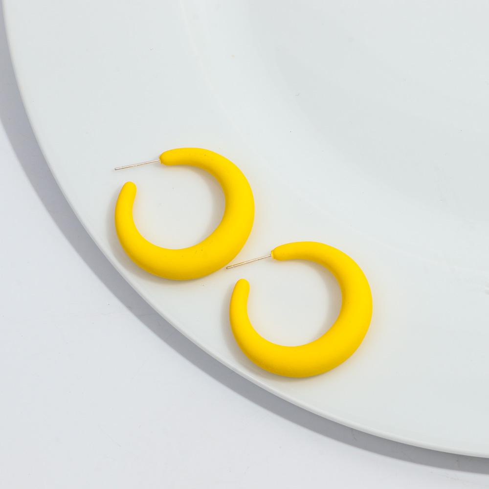 Korean Frosted Acrylic C-Shape Hoop Earrings for Women Resin Geometric Candy Color Circle Earrings 2025 Fashion Jewelry Gifts