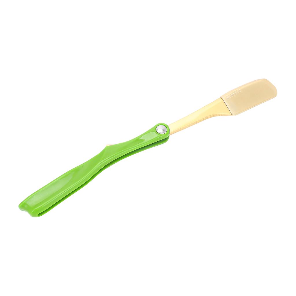 Folding Men Shaving Blade Holder Manual Facial Hair Shaving Knife Blade Holder Tool (Gold Head)Green