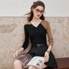 Women's V-Neck Color-Block Wool Blend Knit Sweater