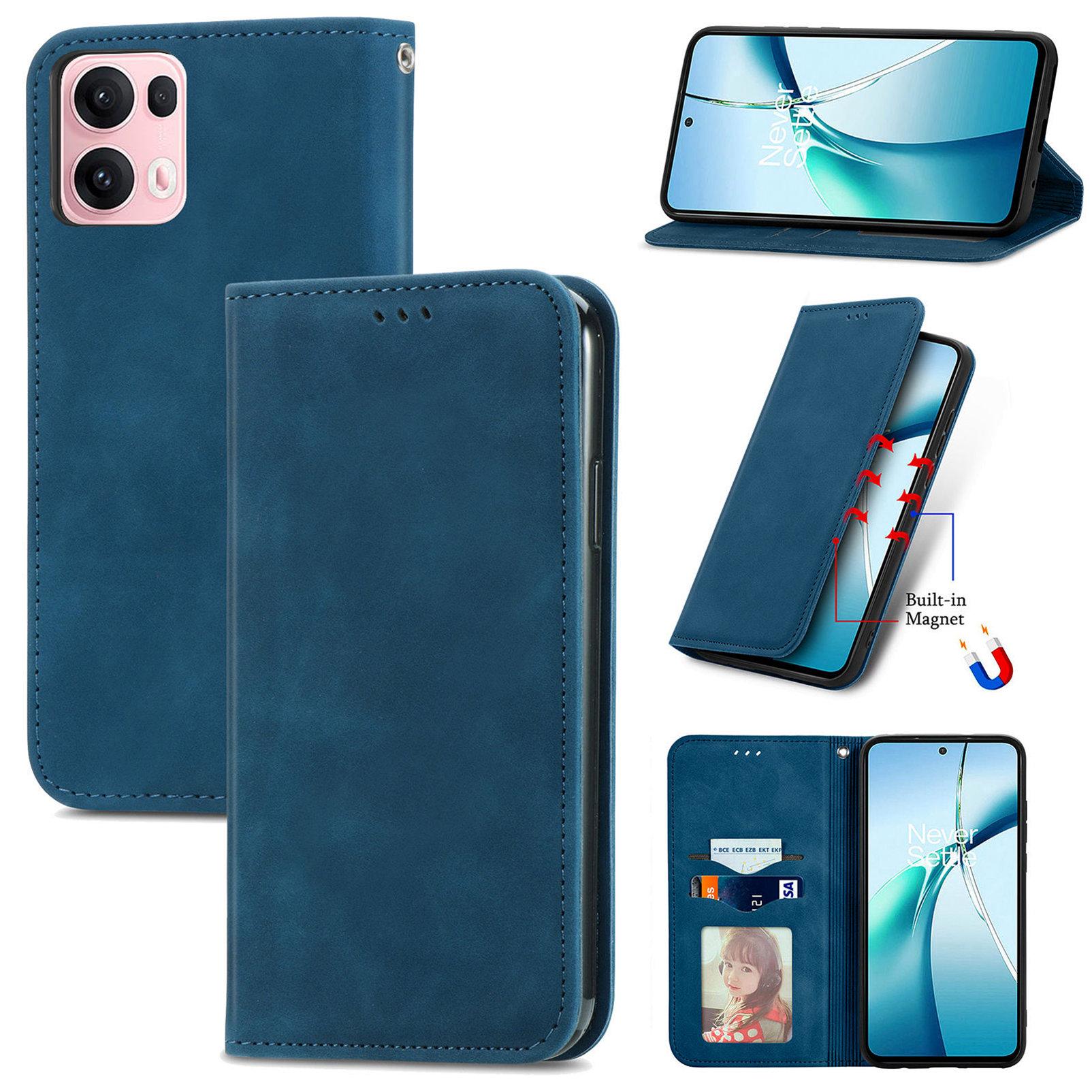 

For Oppo Reno13 Pro 5G Leather Case with Card Holder Magnetic Absorption Phone Cover B